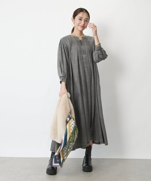 「un dix cors」 長袖ワンピース FREE インディゴブルー レディース_画像5