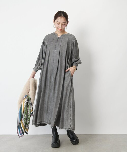 「un dix cors」 長袖ワンピース FREE インディゴブルー レディース_画像6