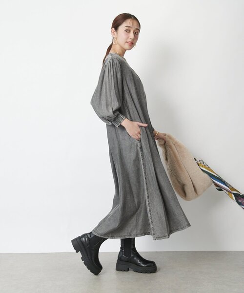 「un dix cors」 長袖ワンピース FREE インディゴブルー レディース_画像7