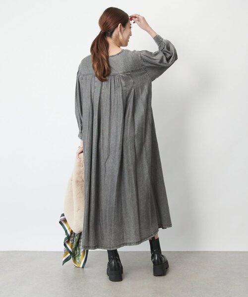 「un dix cors」 長袖ワンピース FREE インディゴブルー レディース_画像8