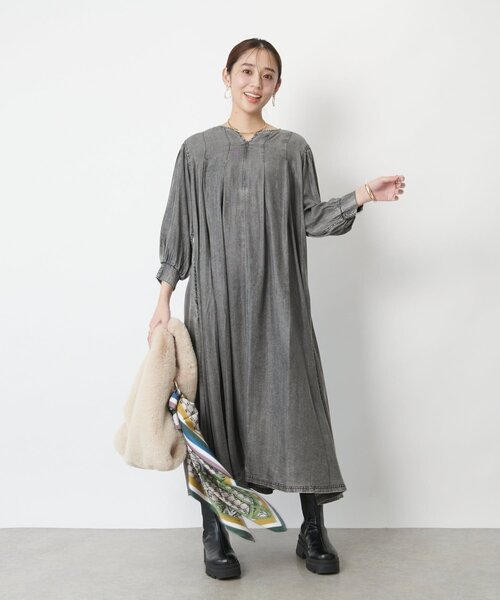 「un dix cors」 長袖ワンピース FREE インディゴブルー レディース_画像9