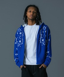 ニットセーター XLARGE（エクストラ ラージ） セーター ニット JACQUARD FUZZY ZIP UP