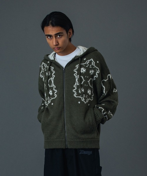 XLARGE（エクストラ ラージ） セーター ニット JACQUARD FUZZY ZIP UP