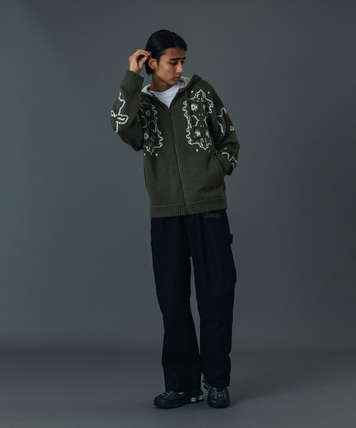 XLARGE（エクストラ ラージ） セーター ニット JACQUARD FUZZY ZIP UP