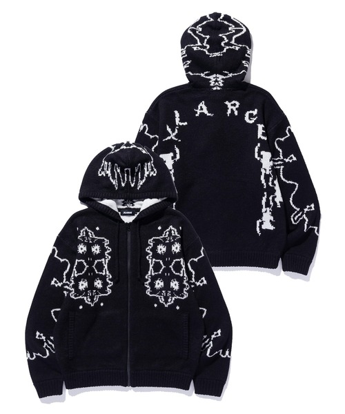 セーター ニット JACQUARD FUZZY ZIP UP HOODED SWEATER メンズ レディース