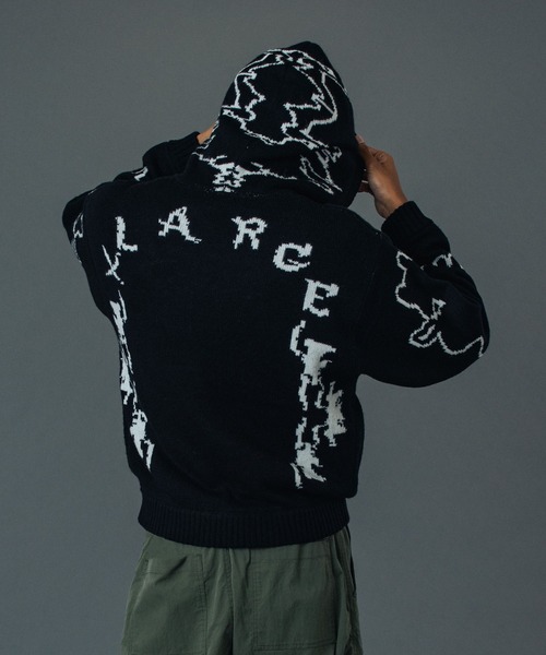 セーター ニット JACQUARD FUZZY ZIP UP HOODED SWEATER メンズ レディース