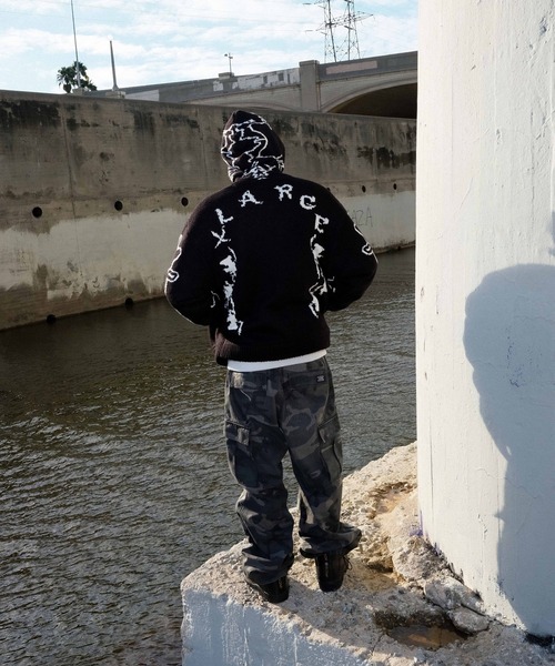 セーター ニット JACQUARD FUZZY ZIP UP HOODED SWEATER メンズ レディース
