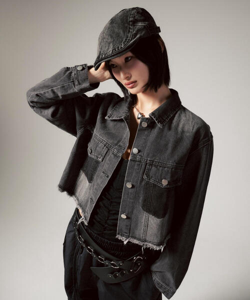 LGB デニムジャケット　ロイヤルフラッシュ Lasered Double G denim jacket in blue | GUCCI® US