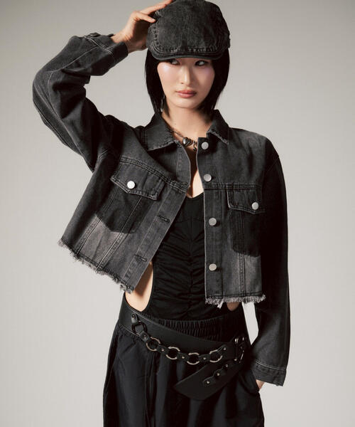 LGB デニムジャケット　ロイヤルフラッシュ Lasered Double G denim jacket in blue | GUCCI® US