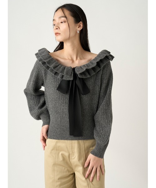 ビアズリー BEARDSLEY ファーニットポンチョライトグレー BEARDSLEY