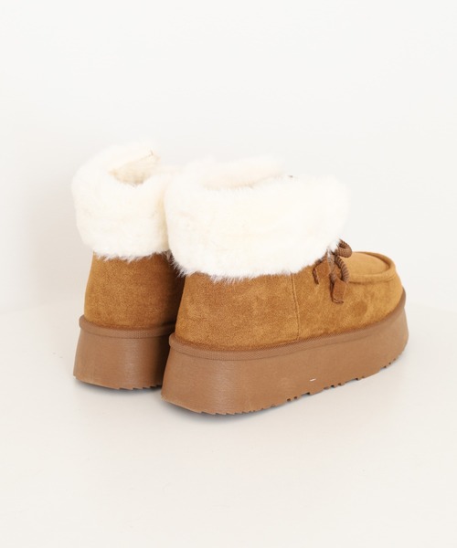 Dedes（デデス） ブーツ 厚底 ふわもこファー レースアップ/ベルト