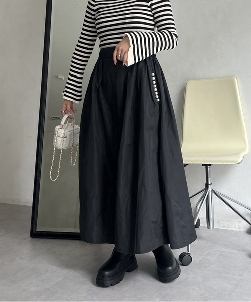 「prose verse」 ロングスカート フリ- ブラック レディース_画像2