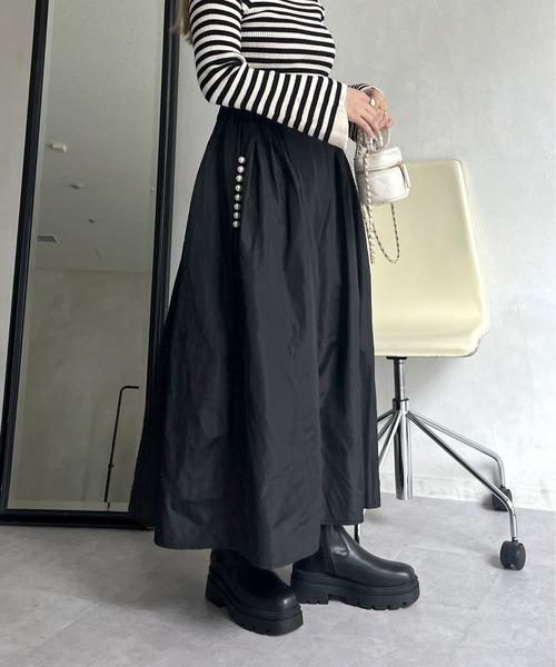 「prose verse」 ロングスカート フリ- ブラック レディース_画像3