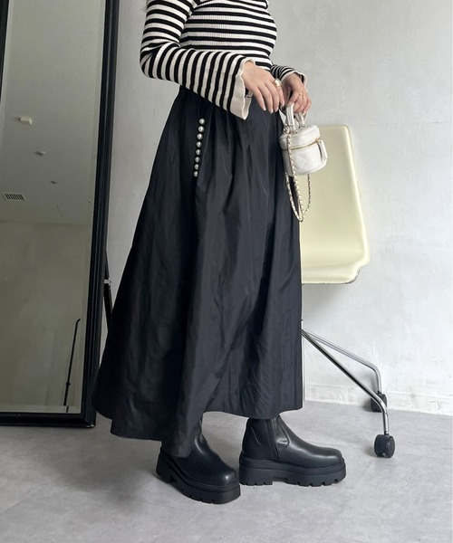 「prose verse」 ロングスカート フリ- ブラック レディース_画像4
