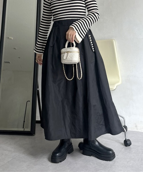 「prose verse」 ロングスカート フリ- ブラック レディース_画像7