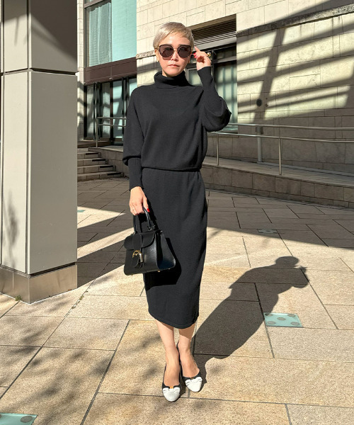 「JENNE」 ニットワンピース LARGE モカ レディース_画像2