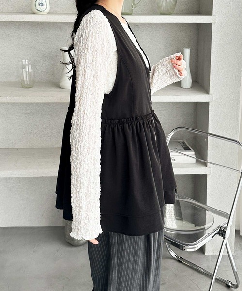 総レースティアードジレ　グレー 総レースティアードTOPS | natural couture(ナチュラルクチュール