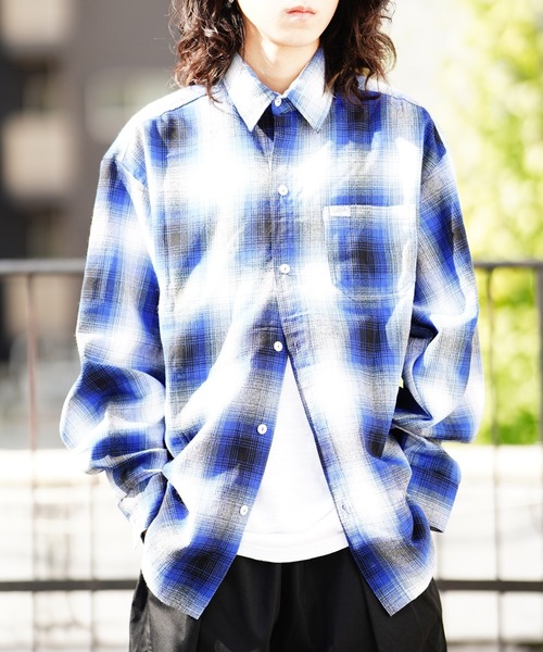 Cal Top（キャルトップ） 長袖ネルシャツ LARGE ブルー メンズ