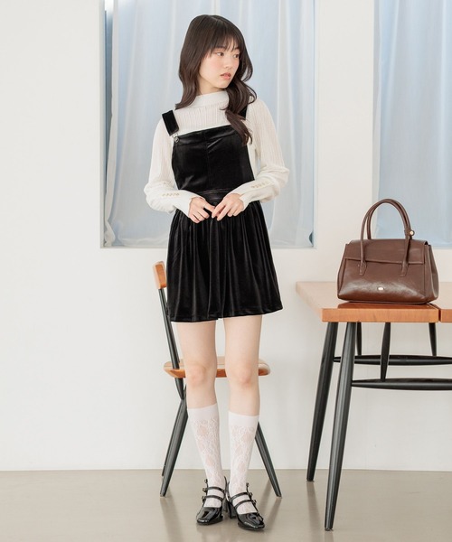 Heather（ヘザー） ジャンパースカート ベロアミニフレアサロペット