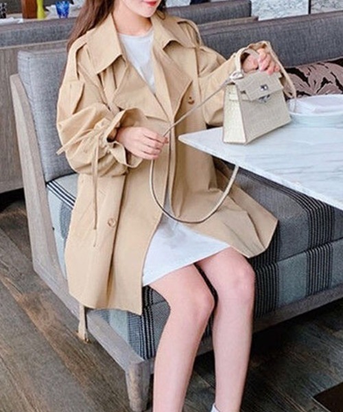 「FREE STYLISTS」 トレンチコート M ベージュ レディース_画像2
