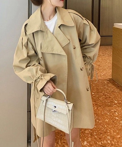 「FREE STYLISTS」 トレンチコート M ベージュ レディース_画像4