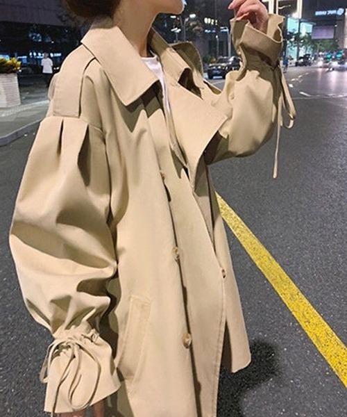 「FREE STYLISTS」 トレンチコート M ベージュ レディース_画像9