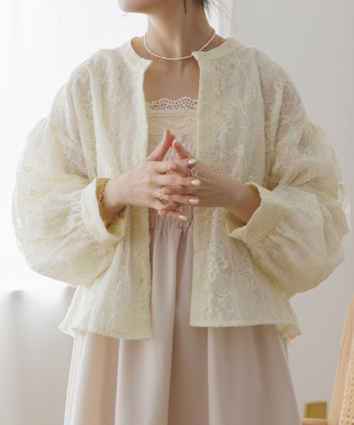 「flower」 長袖ブラウス FREE ブルー レディース_画像3