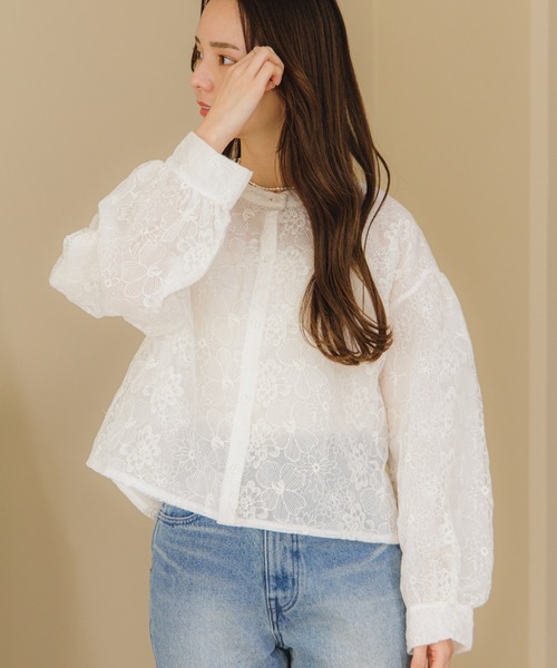 「flower」 長袖ブラウス FREE ブルー レディース_画像5