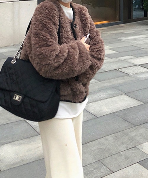 「meJane」 「yi mi」ノーカラージャケット FREE オフホワイト レディース_画像2