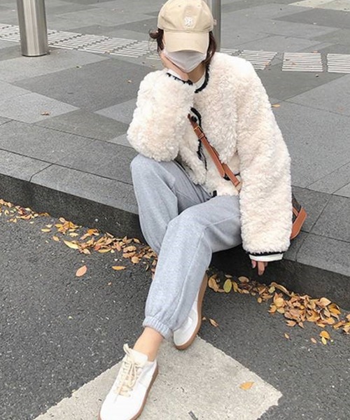 「meJane」 「yi mi」ノーカラージャケット FREE オフホワイト レディース_画像3