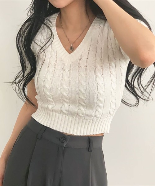 「Ulysses」 「Girly Doll」半袖ニット F ブルー レディース_画像2