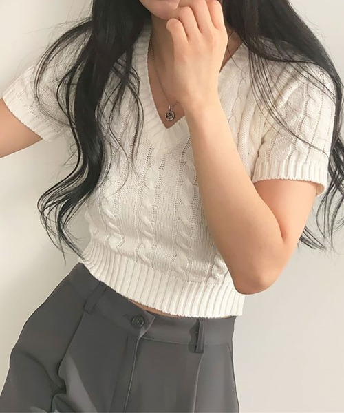 「Ulysses」 「Girly Doll」半袖ニット F ブルー レディース_画像3