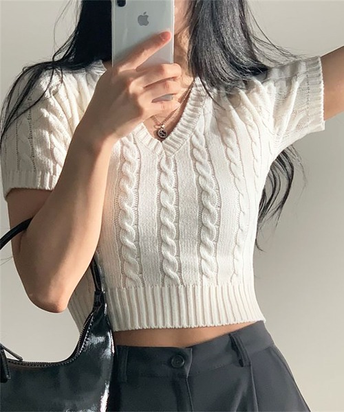 「Ulysses」 「Girly Doll」半袖ニット F ブルー レディース_画像4