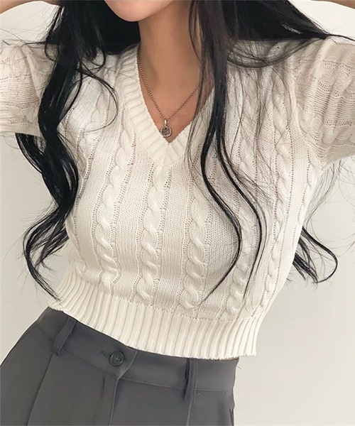 「Ulysses」 「Girly Doll」半袖ニット F ブルー レディース_画像6