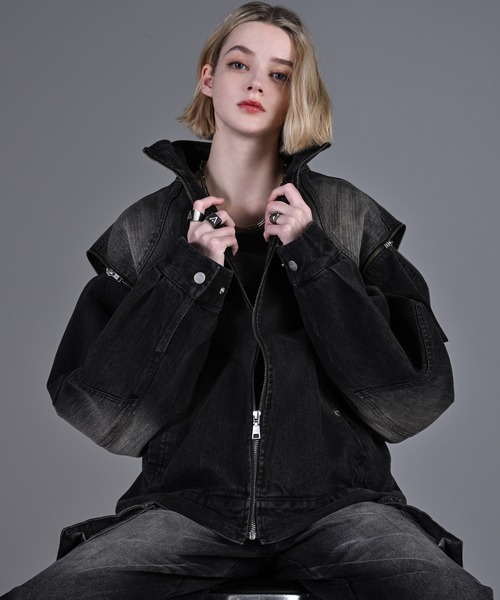 「ADRER」 デニムジャケット X-SMALL ブラック メンズ_画像3