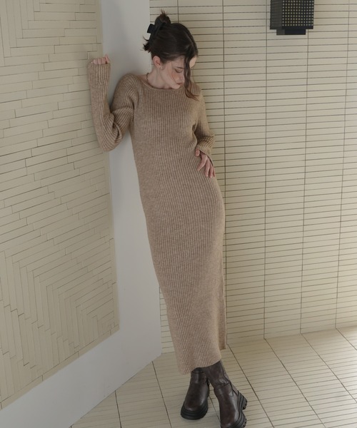 「Mili affinity」 ニットワンピース FREE ベージュ レディース_画像3