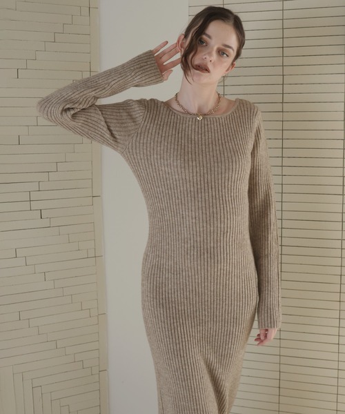 「Mili affinity」 ニットワンピース FREE ベージュ レディース_画像7
