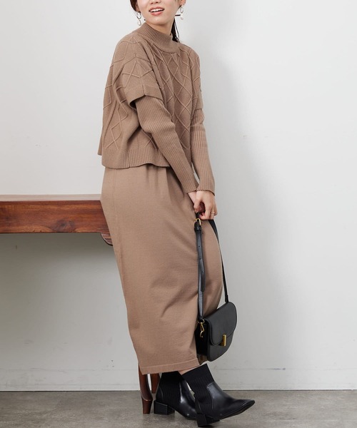 「Chez toi」 半袖ニット FREE モカ レディース_画像3