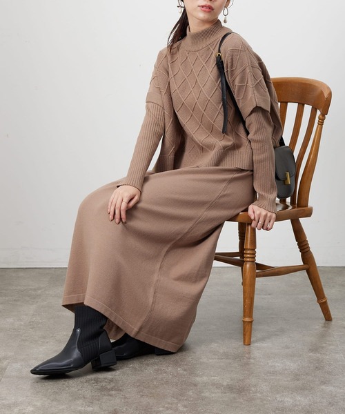 「Chez toi」 半袖ニット FREE モカ レディース_画像5