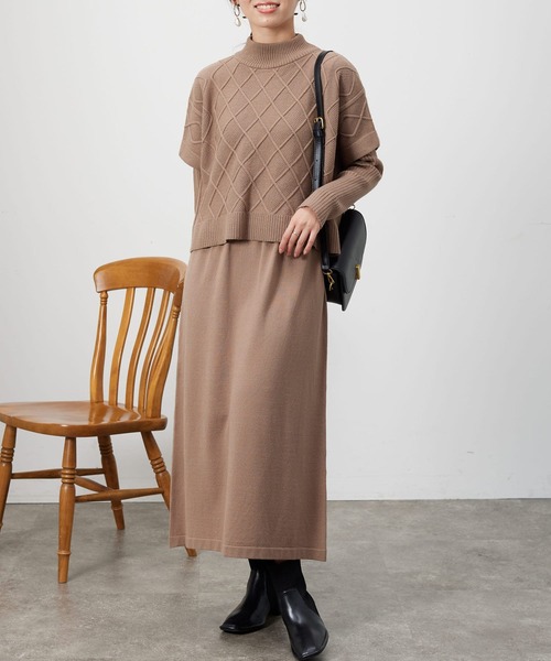 「Chez toi」 半袖ニット FREE モカ レディース_画像6