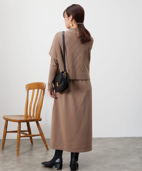 「Chez toi」 半袖ニット FREE モカ レディース_画像7