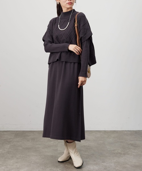 「Chez toi」 半袖ニット FREE モカ レディース_画像8