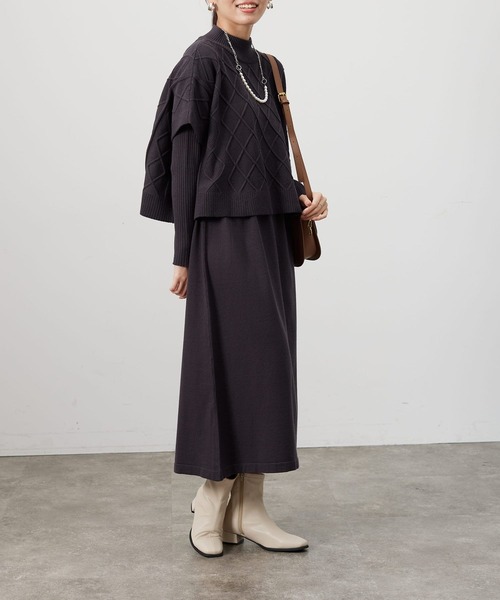 「Chez toi」 半袖ニット FREE モカ レディース_画像9