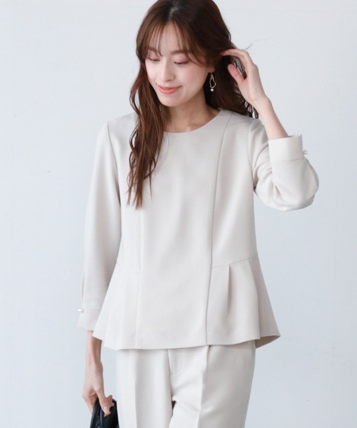 「M.deux」 7分袖ブラウス MEDIUM ネイビー レディース_画像2