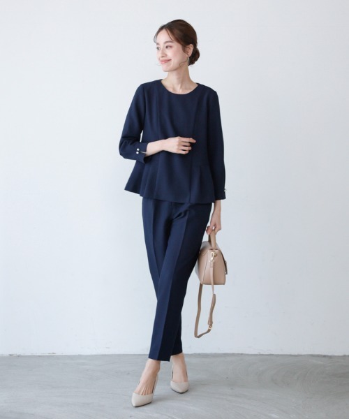 「M.deux」 7分袖ブラウス MEDIUM ネイビー レディース_画像3