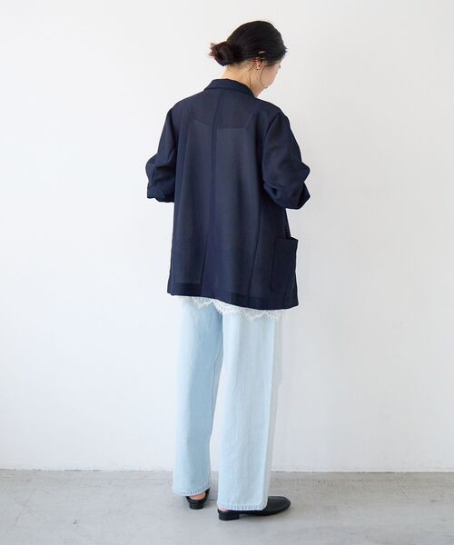 コート アウター 「手洗い可」メッシュダブルブレストジャケット レディースの画像