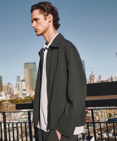 ブルゾン アウター 「新作」COLD DRY PLEATS ハリントンブルゾン　｜防シワ/接触冷感/イージーケア/通気性/春服/ムレ防止/ダブルジップの画像