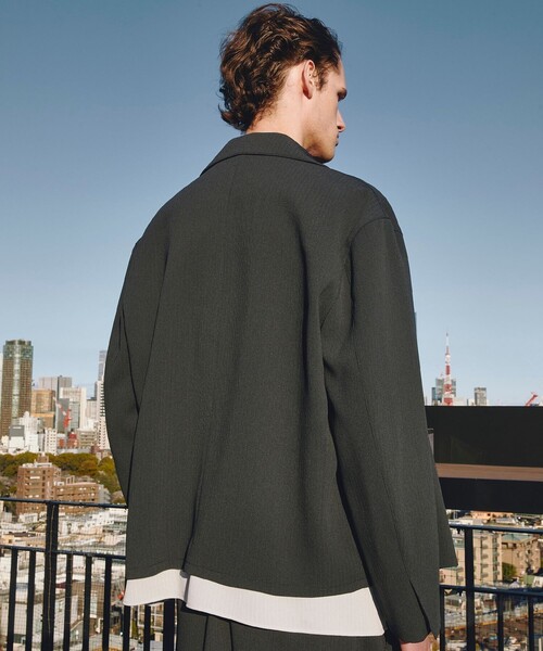 ブルゾン アウター 「新作」COLD DRY PLEATS ハリントンブルゾン　｜防シワ/接触冷感/イージーケア/通気性/春服/ムレ防止/ダブルジップの画像