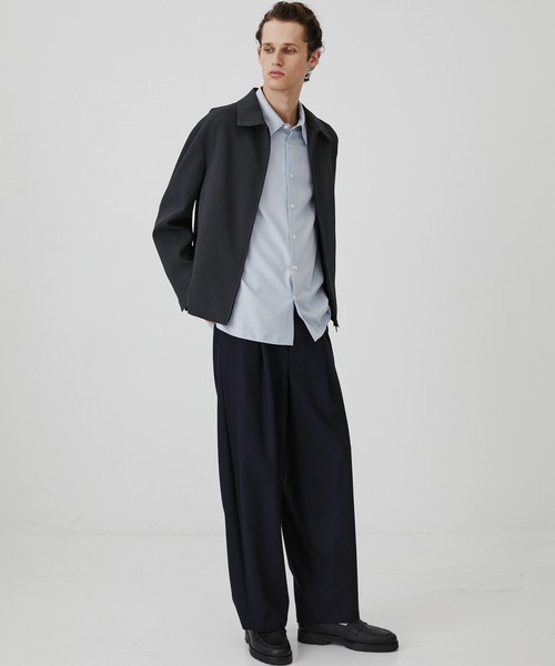 ブルゾン アウター 「新作」COLD DRY PLEATS ハリントンブルゾン　｜防シワ/接触冷感/イージーケア/通気性/春服/ムレ防止/ダブルジップの画像