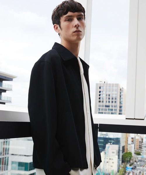 ブルゾン アウター 「新作」COLD DRY PLEATS ハリントンブルゾン　｜防シワ/接触冷感/イージーケア/通気性/春服/ムレ防止/ダブルジップの画像
